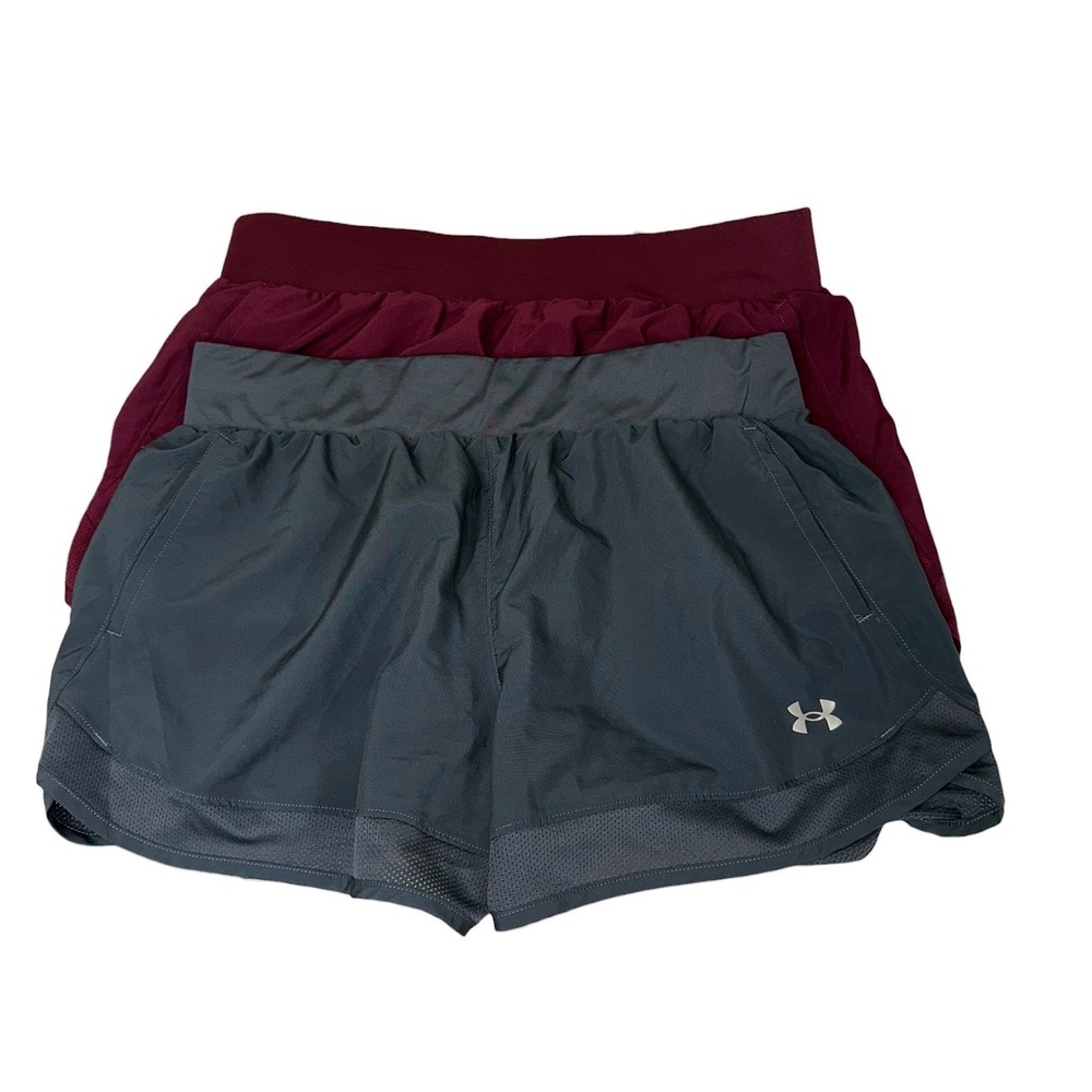Under Armour Women's Play Up Running Shorts Lot of 2 Gray Burgundy Size Large